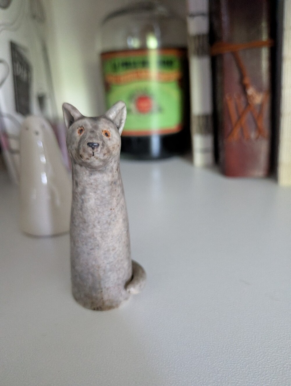 Ceramic Grey Dog Sculpture